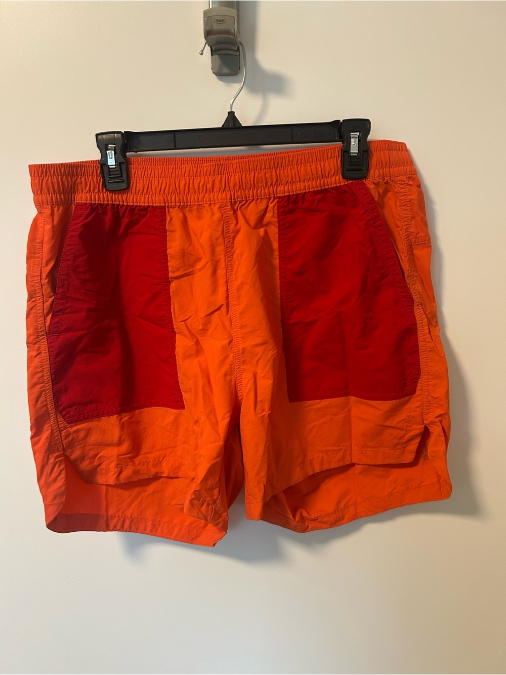 MEC Orange Athletic Shorts with Red Panels